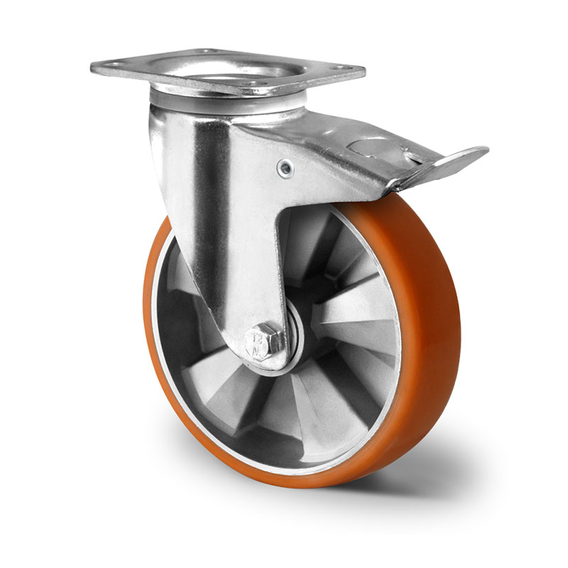 CASCOO swivel castor with a brake, shown as a product reference